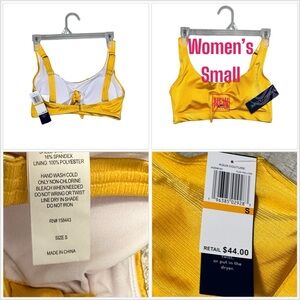 Women’s Aqua Couture Small 4 - 6 Bikini Top Padded Cup Swim Swimwear Yellow NWT